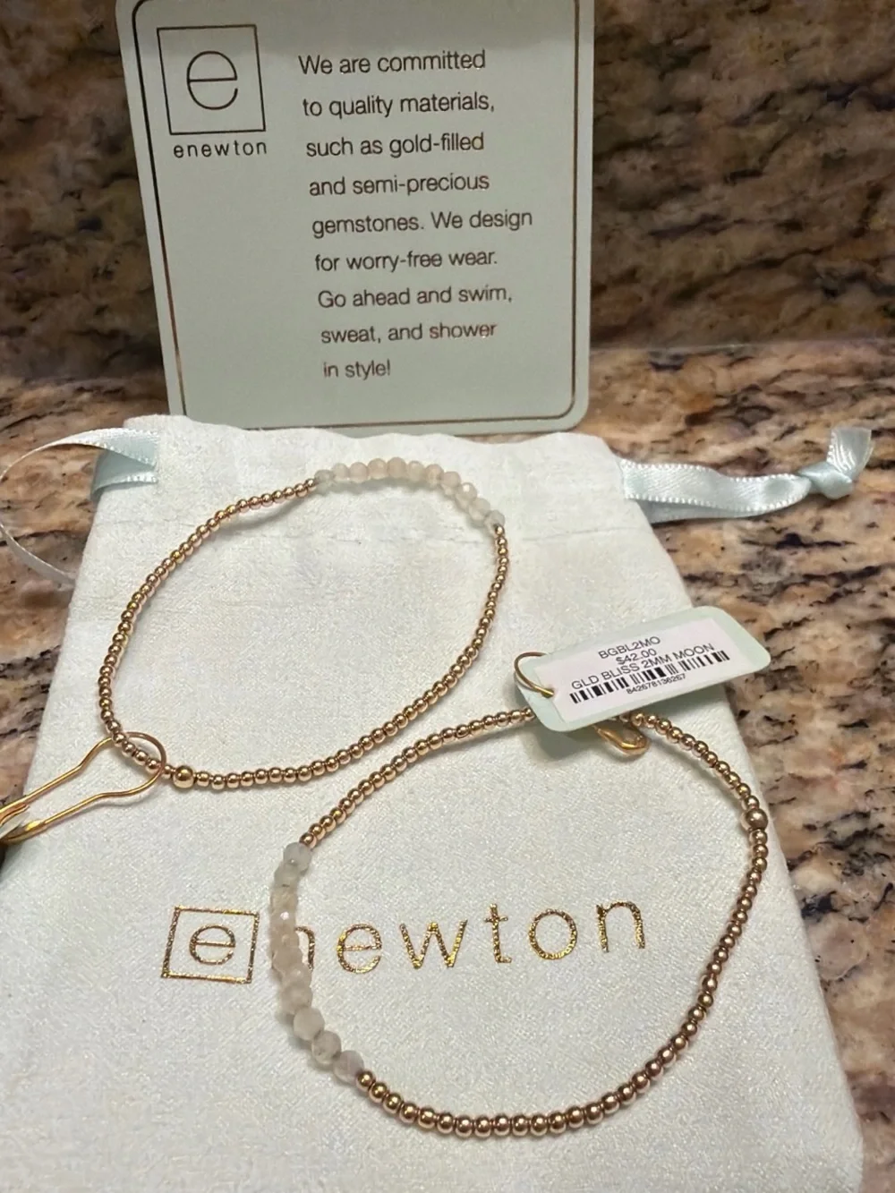 enewton Gold Beaded Bracelet Set with White Moonstone Beads (cross posted)